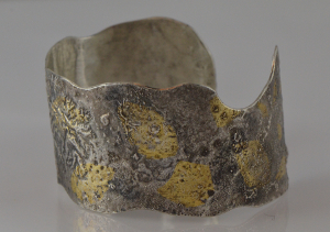 silver bracelet with gold leaf kumbo style
