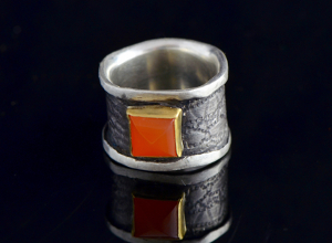 reticulated silver and gold ring